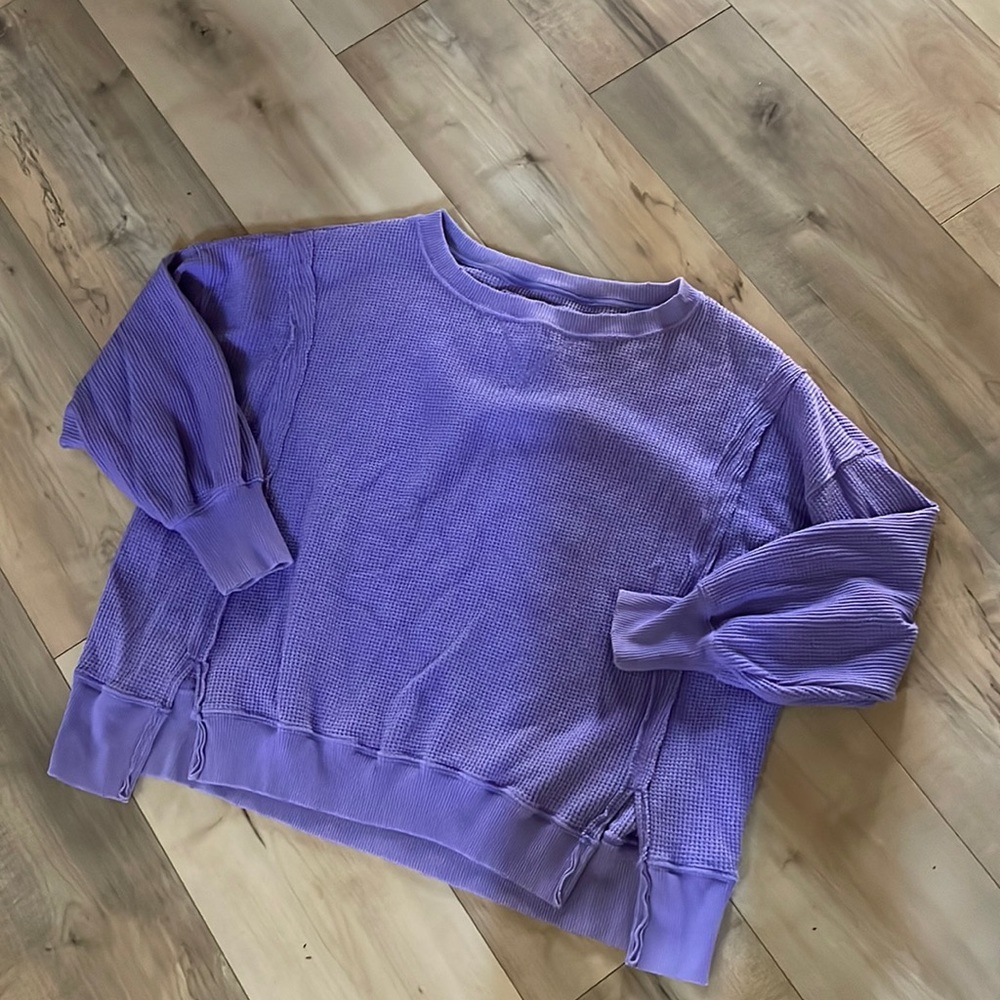 Aerie Oversized Waffle Crewneck - Lavender